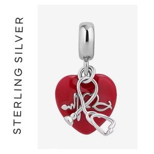🌟 S925 Sterling Silver Red Medical Heart Charm
